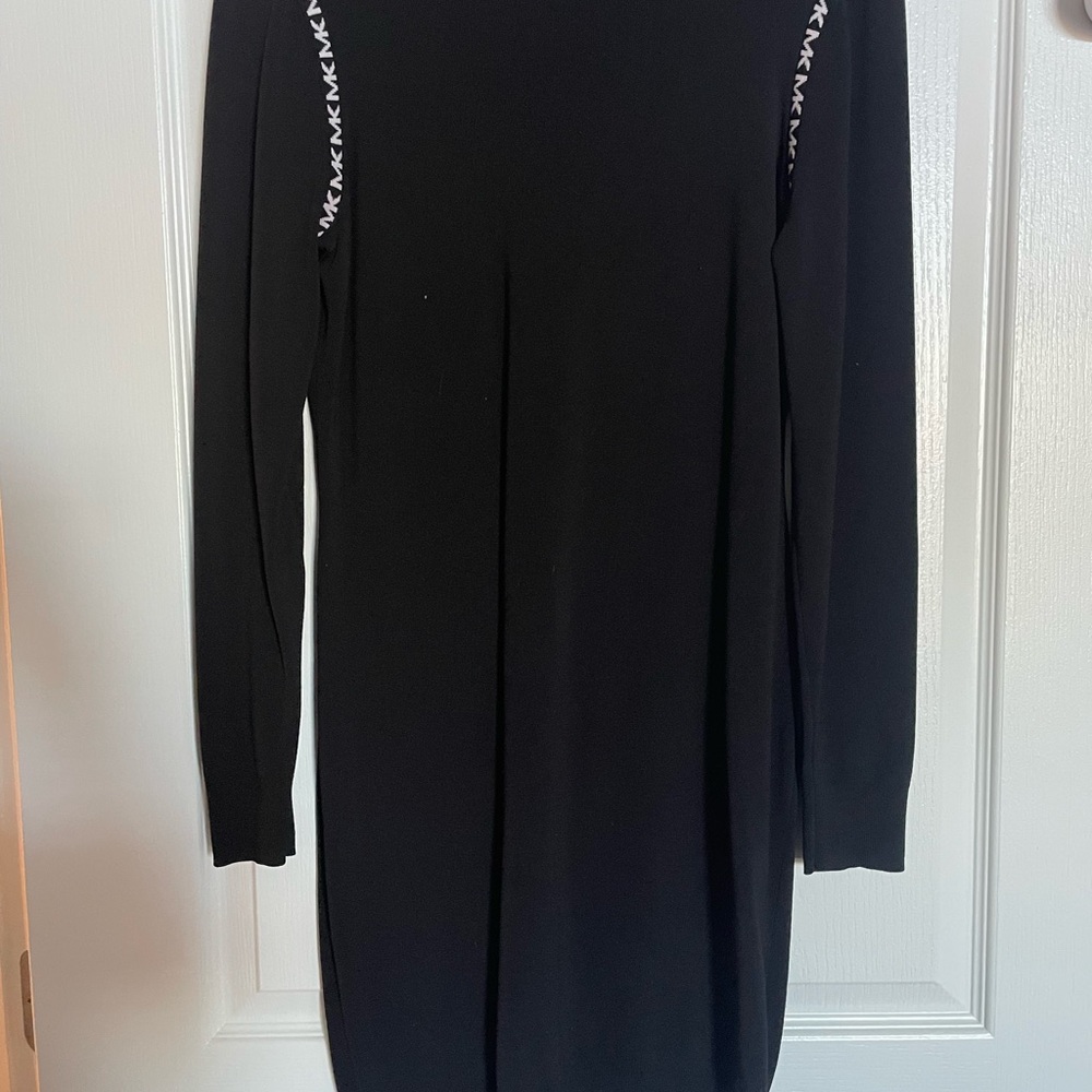 Michael Kors Black Bodycon Dress with Logo Accents